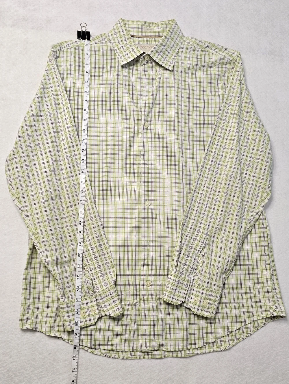 Banana Republic Light Green Plaid Dress Shirt